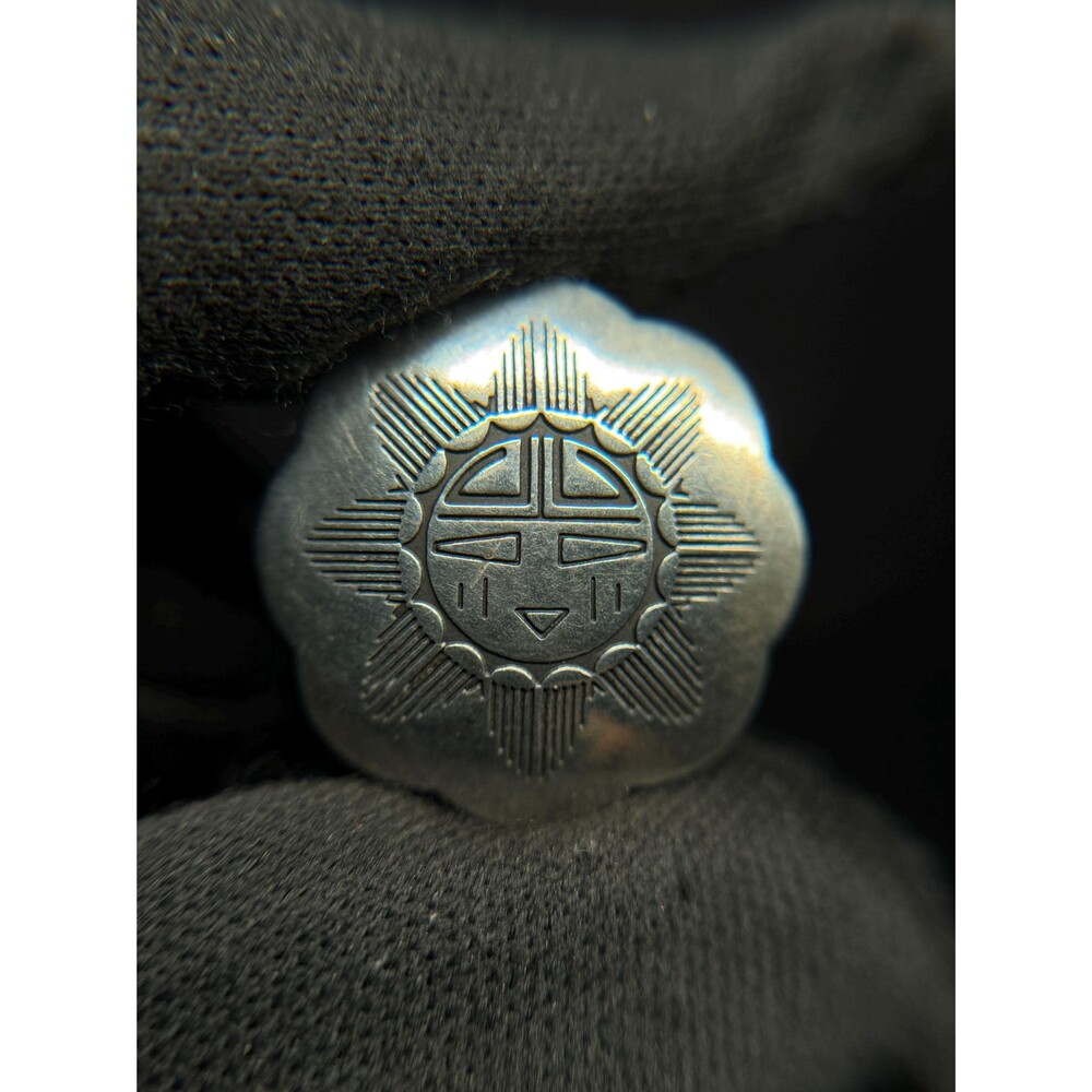 Native American Sterling Silver Sun Face Button Cover Unmarked 4g
